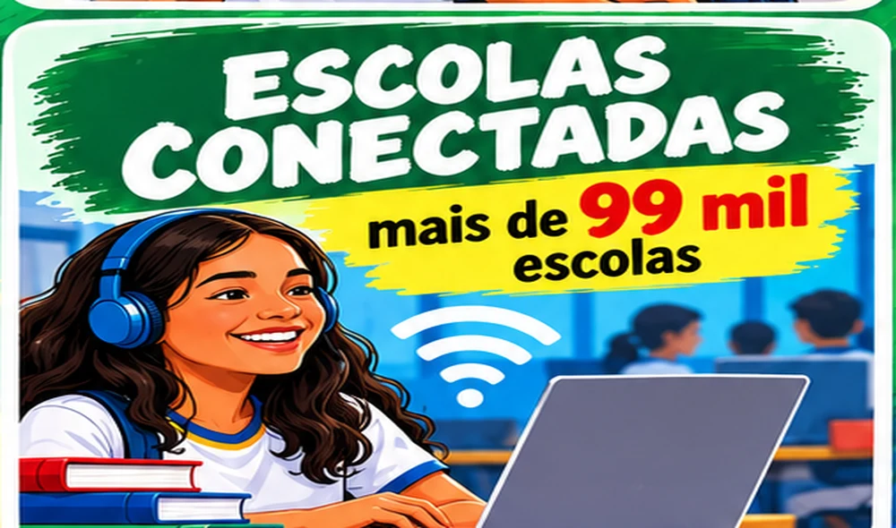 Ilustração editorial sobre 🌐 99 mil escolas conectadas: internet de qualidade para 24 milhões de alunos